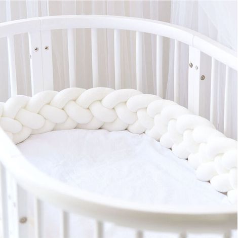 Tour De Lit 3M 4 Tissage Bebe Coussin Serpent Tresse Pare-Chocs Velours Protection Lit Pare-Chocs Pepiniere Pour Nouveau-Nes Lit Chambre Decor Blanc (1/3)