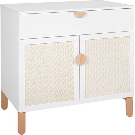 Kommode 2 Türen 1 Schublade Bellamy Laurie Weiß und Holz (1/5)