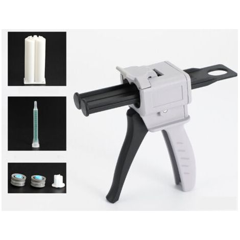Pistola erogatrice per resina epossidica da 50 ml, pistola per colla epossidica AB con impugnatura applicatrice per miscelazione colla, rapporto 1:1 (pistola) (1/4)