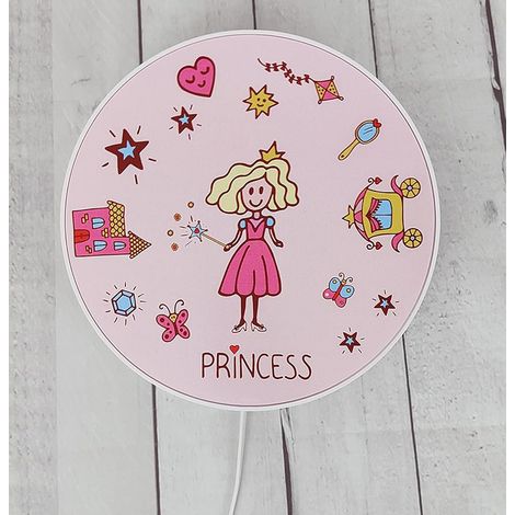Kinderzimmer Wandlampe Rosa mit Prinzessin Motiv, Schalter und Stecker, Ø 25cm (1/5)