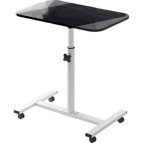 Bureau pour ordinateur portable, table de chevet, hauteur réglable, plateau pivotant à 360 degrés, créatif, simple, portable, petite table mobile, noir. (1/5)