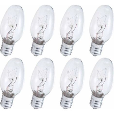 8 ampoules veilleuses transparentes 7 watts, culot candélabre, 120 V