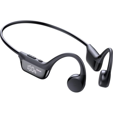 Cuffie Bluetooth 6.0 a conduzione ossea, IP7 Microfono, display a LED, 12 ore di autonomia Cuffie sportive wireless per corsa, sport, ciclismo e fitness (1/5)