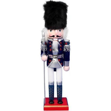 Figura navideña de Cascanueces de 30 cm - Decoración de madera en azul marino (1/3)