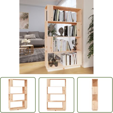 The Living Store Bibliothèque/Séparateur de pièce 80x25x132 cm Pin solide - Bibliothèque - Bibliothèque Design - Meuble Rangement - Étagère Bois - Séparateur Pièce (1/5)