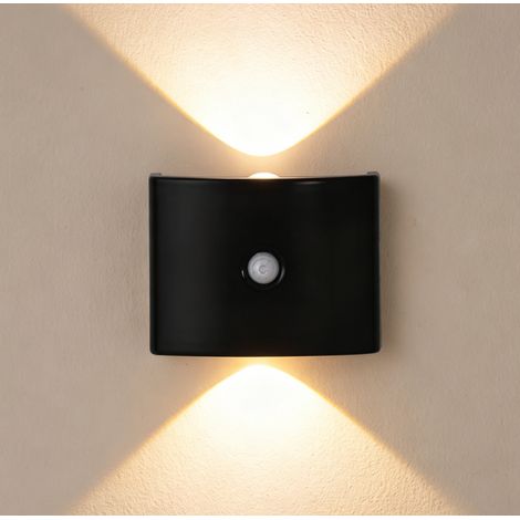 Applique Murale LED Sans Fil Rechargeable avec Détecteur de Mouvement - Fixation Magnétique, Éclairage Haut/Bas 3 Températures de Couleur pour Chambre, Couloir & Escalier - Noir (1/5)