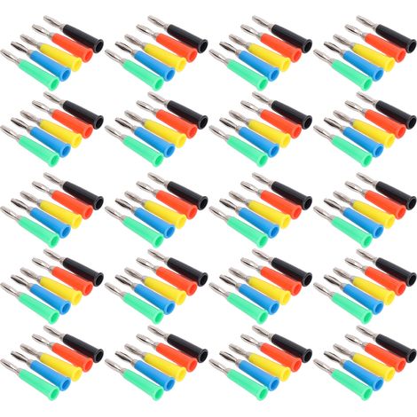 Packung mit 20 geschweißten Bananensteckern aus Messing, Zinklegierung und ABS, kegelförmig, gelötete Bananenstecker für Spannungsprüfer, 4 mm (1/5)
