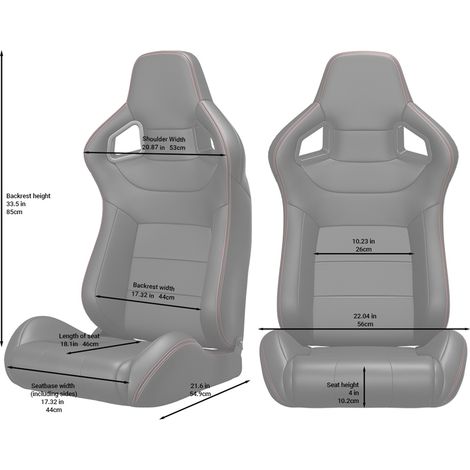 Asientos baquet racing universales 2 piezas reclinables negro DESVIAE (1/5)