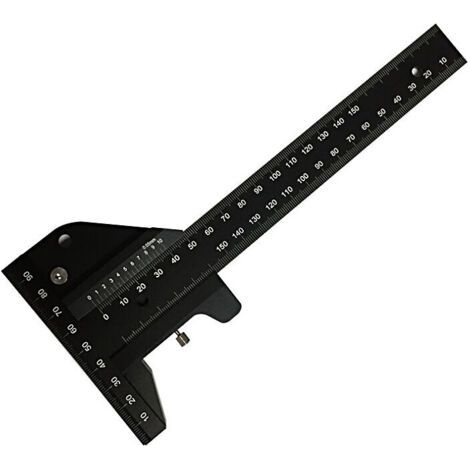 Règle de Menuiserie, Règle de Traçage Multifonctionnelle pour le Travail du Bois, Règle en forme de T en aluminium, Dispositif de traçage, Outil de mesure de 0-280mm, Mesure précise à 0,02 mm (1/5)