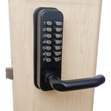BUNTHAUS Serrure de porte étanche sans clé avec bouton-poussoir numérique – Alliage de zinc – Compatible portes 35-60mm – Direction réglable (1/5)