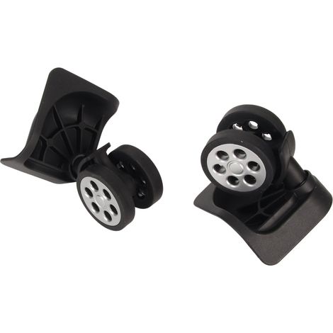 Lot de 2 roues de valise de rechange avec système de verrouillage, rotation à 360°, fonctionnement silencieux, roues universelles flexibles noires (1/5)