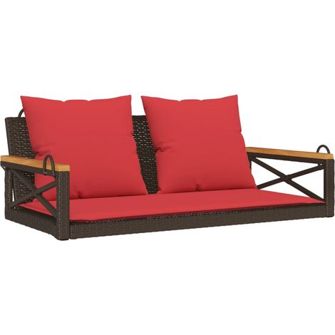 Maison Exclusive - Hängebank mit Kissen Braun 109x62x40 cm Poly R