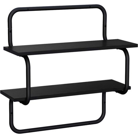 2-stufiges Wandregal Schwarz Eichen-Optik 60 x 24,5 x 61 cm vidaXL (1/5)