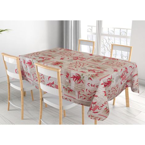 Tovaglia Cucina Copritavolo 100% Cotone Made Italy Disegno Peperoncino RP, misura140x140colorePeperoncino (1/4)