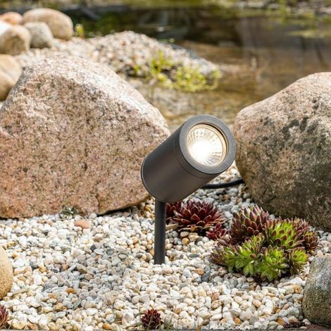 Gartenstrahler mit Erdspieß rund schwarz - LED Leuchtmittel: GU10 5W neutralweiß (1/5)