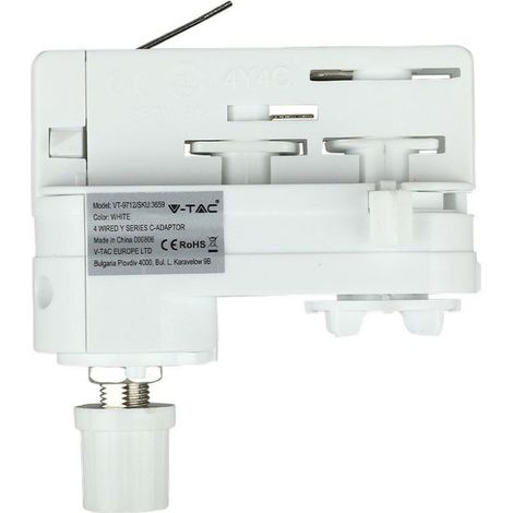 Adaptador de carril trifásico V-TAC para conexión de 220 V, color blanco