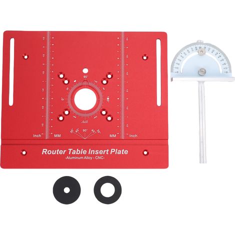 Plaque d'insertion de Table de routeur avec Guide d'onglet, banc de travail du bois en alliage d'aluminium, planche rabattable pour couper les échelles rouges en pouces