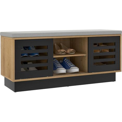 COSTWAY Panca Scarpiera con 6 Scomparti e 3 Ripiani Regolabili, Panca Porta Scarpe con Cuscino, Scarpiera con 2 Ante Scorrevoli, Mobile Scarpe per Ingresso, Soggiorno, 99,5 x 34,5 x 46 cm (Marrone) (1/5)