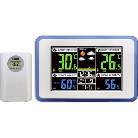 Estación meteorológica RQG, reloj meteorológico multifuncional con pantalla a color H168G, transmisión inalámbrica, pronóstico del tiempo, temperatura y humedad interior y exterior, monitoreo meteorol