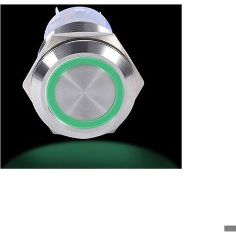 Interrupteur À Bouton-Poussoir - 19 Mm - Acier Inoxydable - Étanche Ip65 - 12 V À 24 V - Marche/Arrêt Verrouillable - 1 No/1 Nc - Vert (1/5)