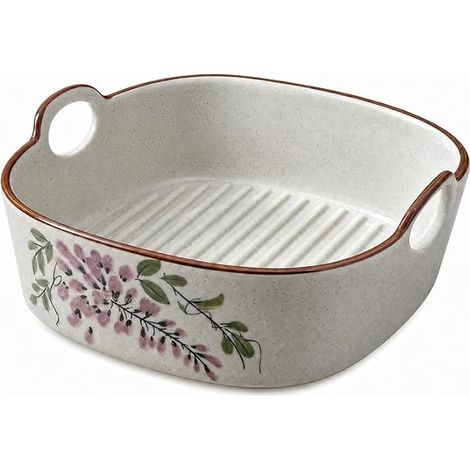 Plat à Four en Céramique 17.5cm avec Poignées, Plat Rectangulaire 500ml Résistant au Four, Plat à Gratin pour Lasagnes, Gratins et Cuisson (1/5)