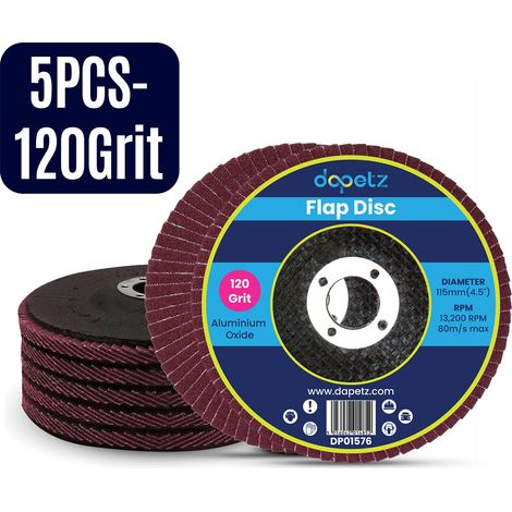 Dapetz ® 5 pieces 120 grit sanding discs, 4.5" inches Grinding Wheel Discs are of 115mm, Ideal for use on wood, metal and plastic and angle grinding (1/5)