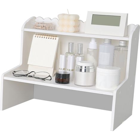 Mehrstufiges Schreibtischregal aus Holz, Büroaufbewahrung, Mini-Regal, Kosmetik-Organizer S (1/5)