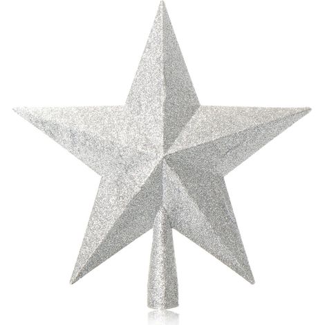 Étoile de Noël en forme d'étoile, étoile argentée pour sapin de Noël (1/5)