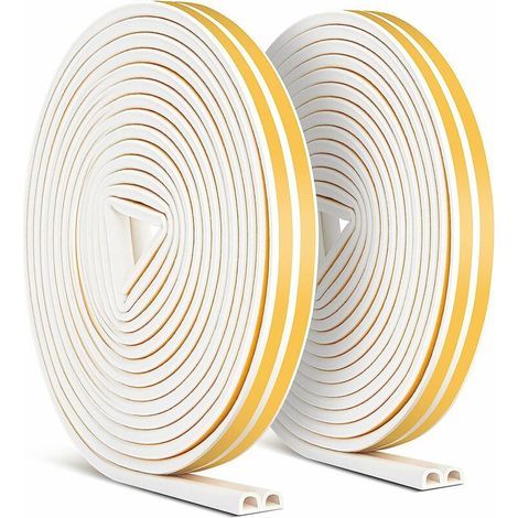2 Pack 20m Bande de Joint, Miciler Auto-adhésif Anticollision Joint de Porte,Joint d'étanchéité de Porte et Fenêtre pour Anti-intempéries/isolation acoustique - 9mm6mm (Blanc) (1/5)