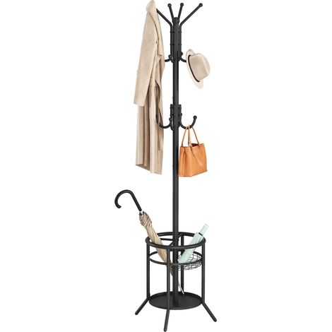 Porte Manteau et Porte Parapluie sur Pieds en Métal Noir (1/5)
