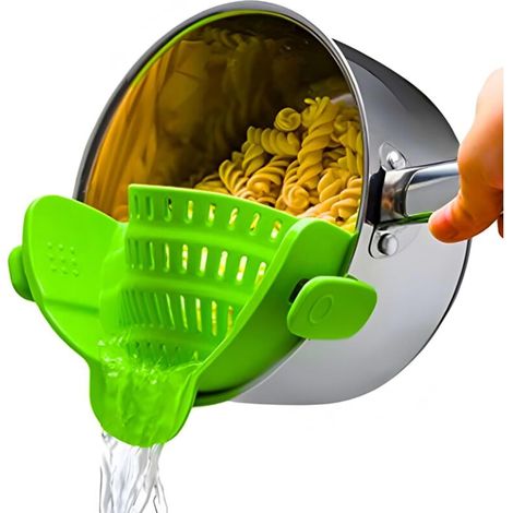 Passoire à pâtes pliable en silicone, accessoire de cuisine écologique, idéale pour les casseroles, poêles et plats.
