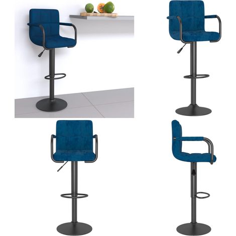 Tabouret de bar Bleu Velours - Tabouret de bar bleu - Tabouret de bar en acier (1/5)