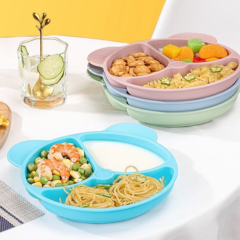 Assiettes compartimentées antidérapantes à ventouses pour bébé et enfant en bas âge  Sans BPA (1/5)