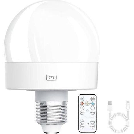 Lampadine ricaricabili a batteria, 300LM, attacco E26, per lampade con telecomando, dimmerabili - FX (1/5)