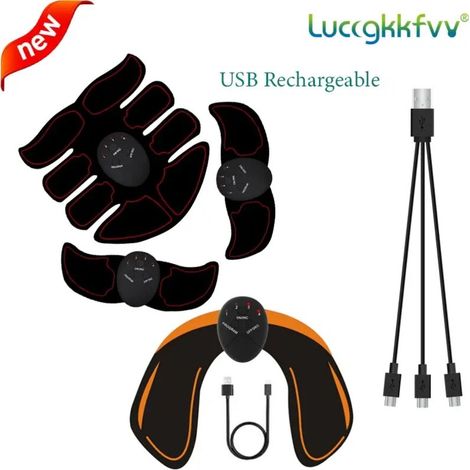 Stimulateur musculaire EMS rechargeable USB sans fil pour fessiers, hanches et abdominaux - Appareil de massage amincissant pour le corps et le fitness02214-AquaForge