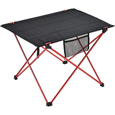 Table de pique-nique pliable et portable en alliage d'aluminium ultra-léger, couleur rouge, pour extérieur, camping et pique-nique (1/5)