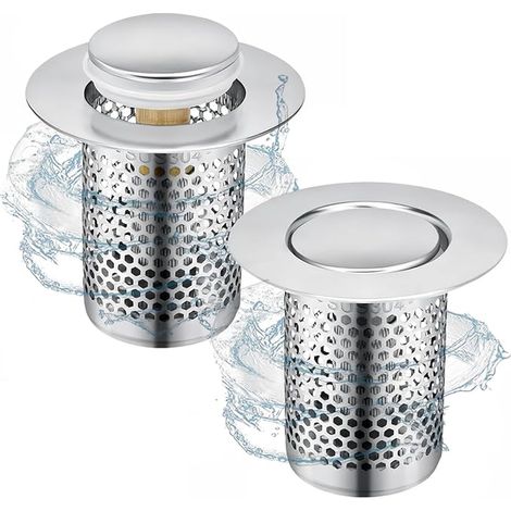 Stainless Steel Sink Strainer Kitchen 33 × 50 mm Shower Grille, Pop Up Sink Strainer Drain Brass Core for Kitchen, Bathroom, Bathtub (1/4)