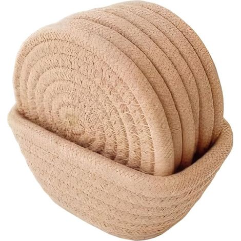 Untersetzer – 100 % Baumwolle und Leinen – Hitzebeständig – Boho-Stil – Für Zuhause oder Büro – 6er-Set mit Aufbewahrungskorb (1/5)