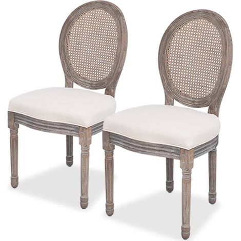 Chaises à manger, Chaises à dîner, Fauteuils de Relaxation lot de 2 crème tissu BGT42958 (1/5)