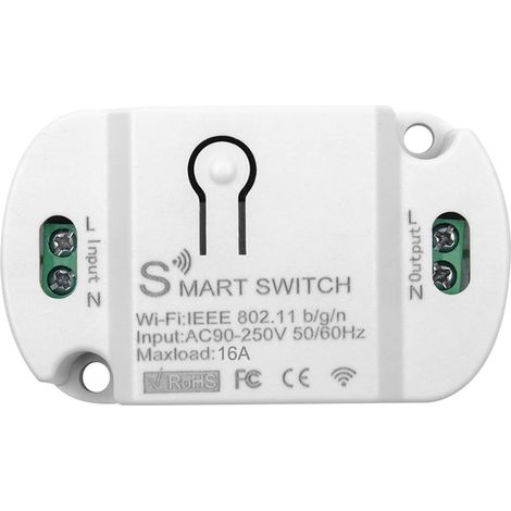 Interrupteur intelligent sans fil WiFi AC90250 V 10 A avec commande vocale Fonction minuterie Compatible avec Alexa/Google Home (1/5)