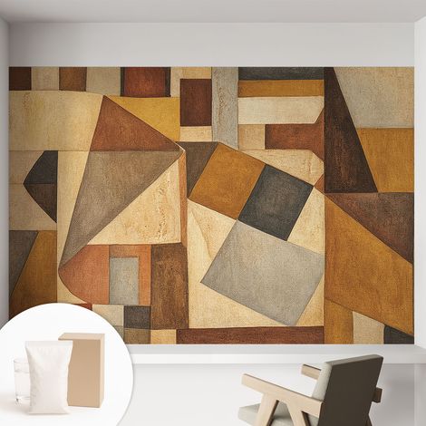 Papier peint intissé mural avec imprimé pour décoration pour salon pour chambre à coucher pour entrée Abstraction géométrique 152x104 cm (1/5)