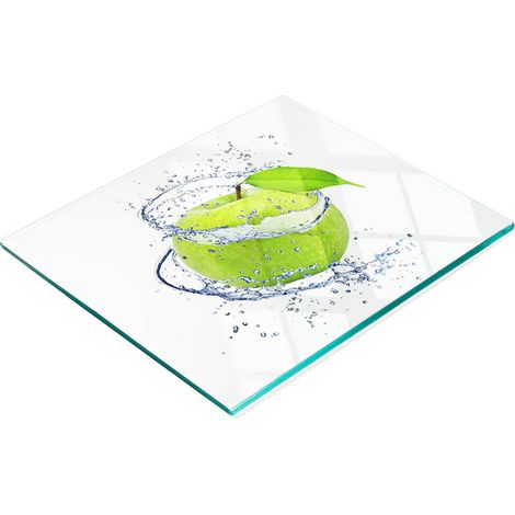 Planche à découper et à servir décorative en verre, vert pomme, 60 x 52 cm (1/5)