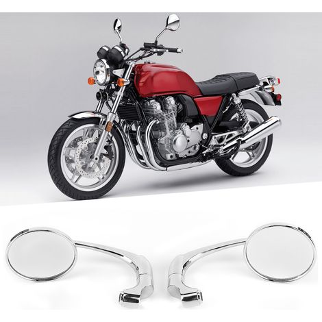 Rétroviseurs ronds, finition électroplaquée, pour guidon, filetage 8/10 mm, modification moto (1/5)