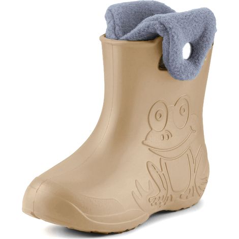 Ladeheid EVA Kinder Jungen Mädchen Gummistiefel Regenschuhe gefüttert Regenstiefel Gummischuhe LA-CA-04 (Kamel/Grau, 34/35 EU)