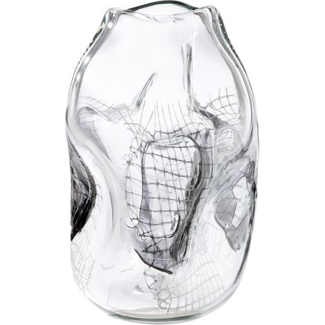 Vase en Verre teinté dans la Masse - Transparent, Noir - Hauteur : 32 cm - Vase à Fleurs étanche (1/2)