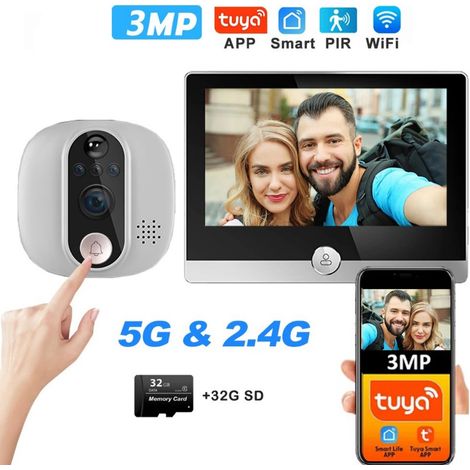 Campanello intelligente con scheda di memoria da 32 GB, registrazione video in loop e funzione di filtraggio del corpo umano. (1/5)
