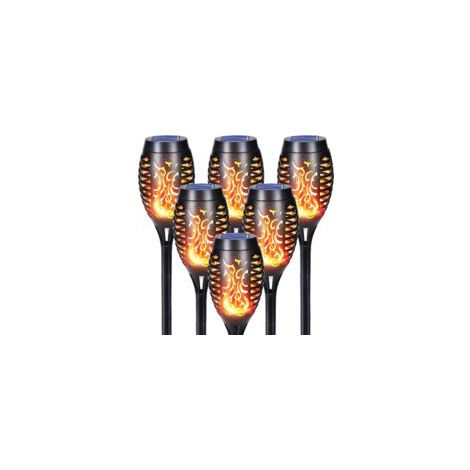 Lampe solaire extérieure 6 pièces 12 LED flammes réalistes – Étanchéité IP65 – Autonomie jusqu'à 8h – Lumière jaune chaude pour jardin, patio, allées (1/5)