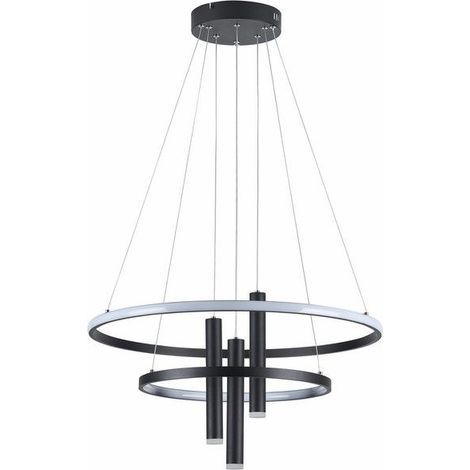 Suspension LED noire Amanda double anneau Ø62 Reality (1/4)
