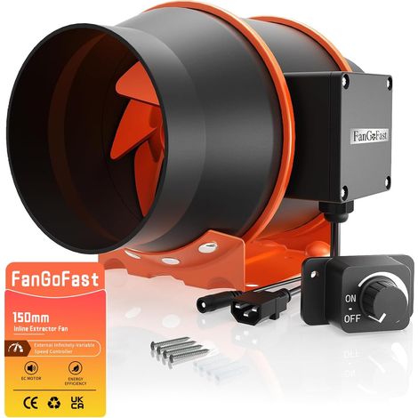 Extracteur d'air 150mm Réglable, 684m³/h Ventilateur extracteur d'air avec IEC EU Plug ent 1,5 m de Cordon d'alimentation EU pour VMC Salle de Bain, Bureau, Tentes de Plantation (1/5)