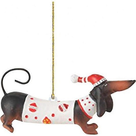 Adornos colgantes para árbol de Navidad con forma de perro salchicha para decoración navideña del hogar, regalos de Navidad y Año Nuevo, decoración del hogar (1/5)